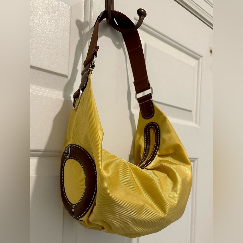 LANCEL Paris shoulder bag rich yellow Nylon/Leather MINT! $55 OBO! MUST LOOK!